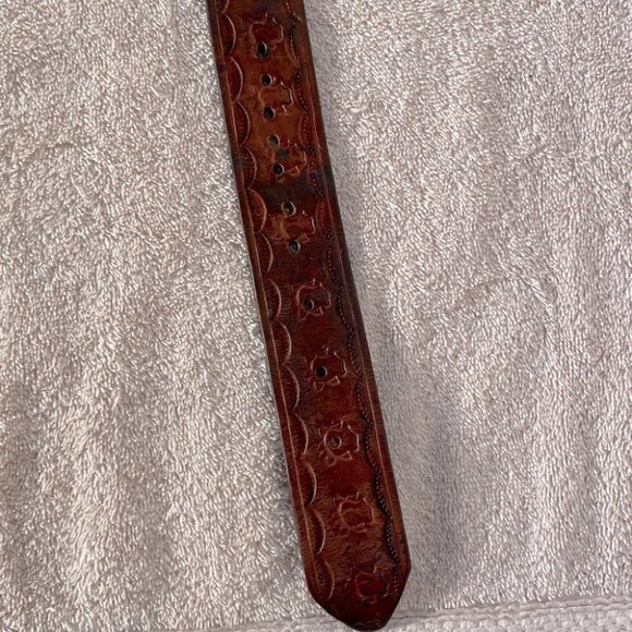 Vintage General Hot Oil And Chemical Cleaning Ltd Red Deer Brown Leather Belt - Picture 5 of 10